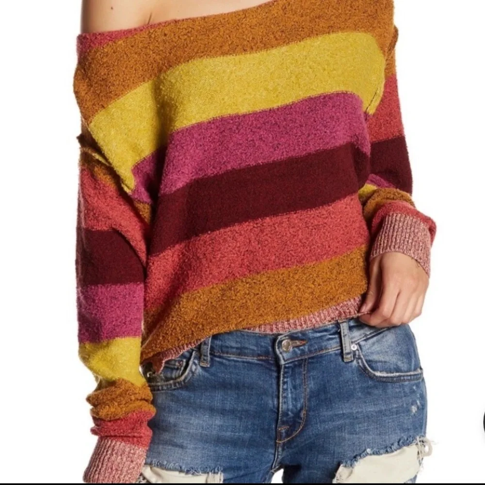 Free People Candyland Pullover striped Sweater XS - Picture 1 of 5